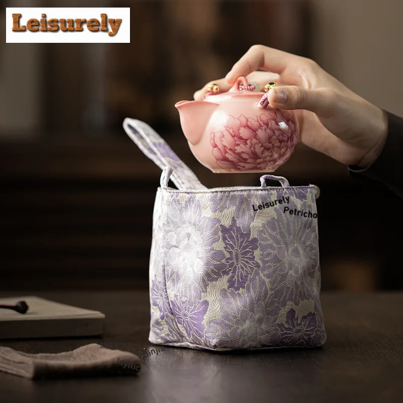 Woven Cotton Tea Cozies Zen Insulated Teapot Hoppocket Tea Cozy For Teapot Portable Bag Travel Tea Set Bag Tea Ceremony Gift