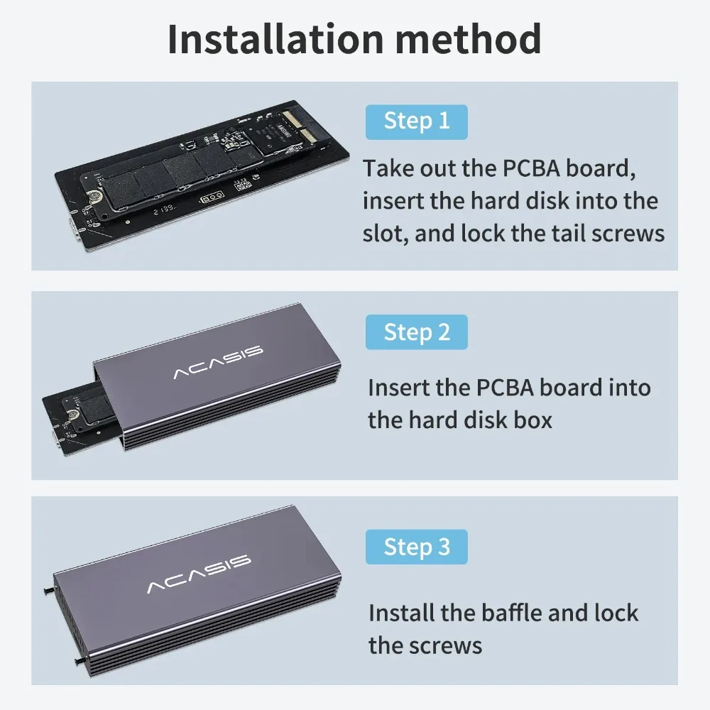 ACASIS 맥북 SSD 케이스 20Gbps 애플 SSD 케이스 USB C 어댑터 애플 맥/아이맥/맥북 에어 20132017 12+16 핀 SSD용 ?