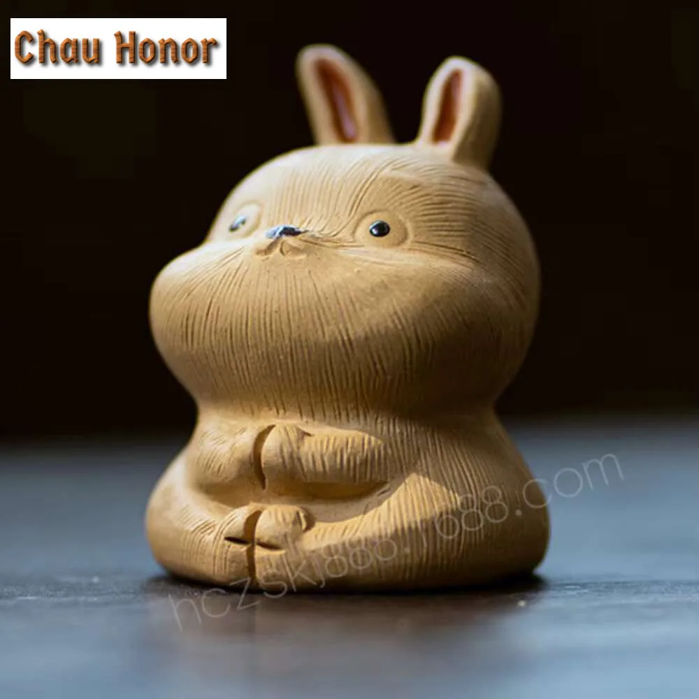 Creative Yixing Purple Clay Cute Zodiac Rabbit Tea Pet Can Raise Tea Tray Small Ornaments Chinese Handmade Tea Set Decoration