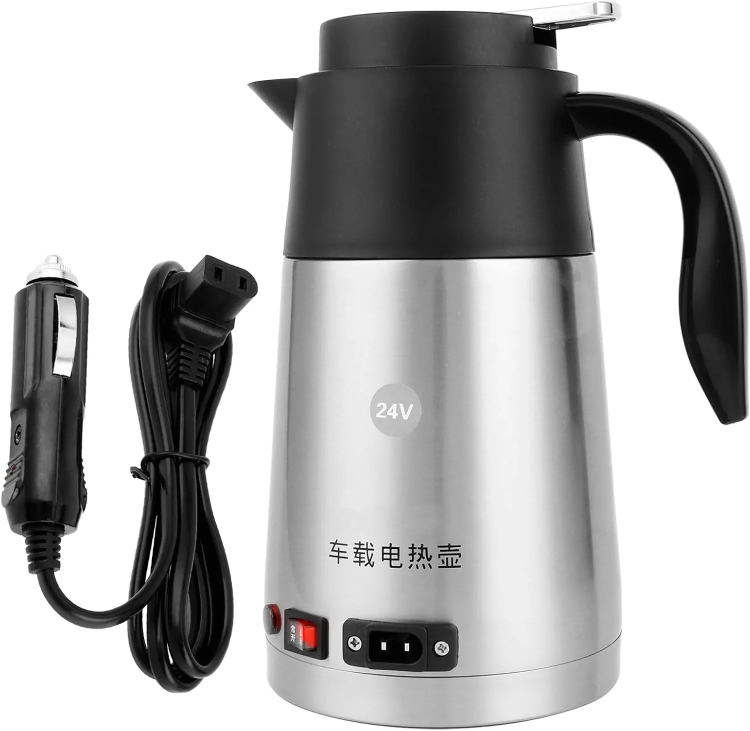 전기차용 주전자 24V 1200ml 200W 스테인리스 스틸 전기 보온 가열 머그컵 물 끓이기 가열컵 자동차용 계란찜기 (칼슘 함유)