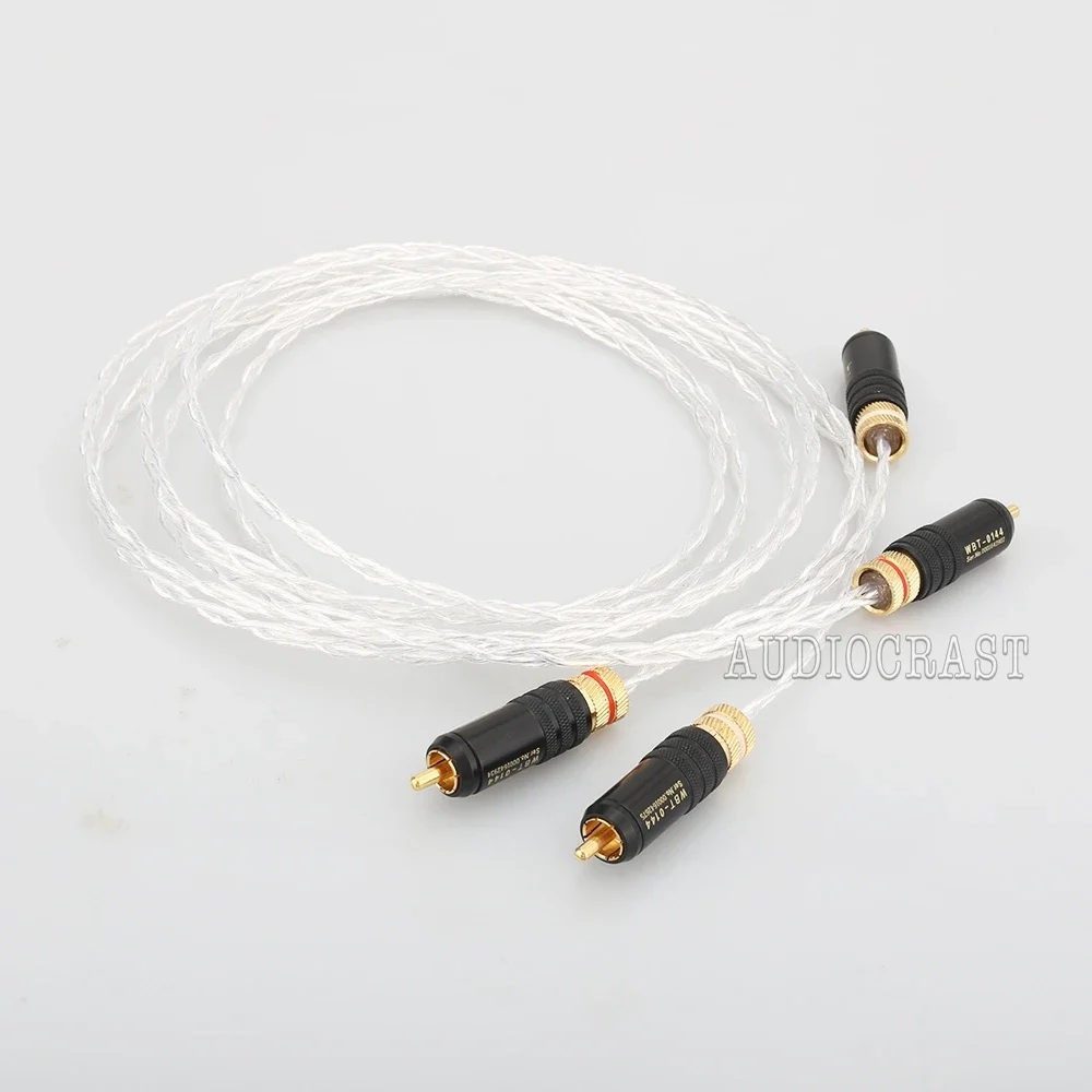 Pair Occ Silver Plated Rca Interconnect Cable Stereo Hi-Fi Audio Analogue Lead Rca To Rca Audio Cable Phono Rca Hifi For Cd/Amp