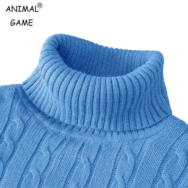 Outdoor Men's Long Sleeve Knitted Sweaters Slim Fit Turtleneck Sweater Casual Pullover Sweater Winter Basic Heavyweight Top 1