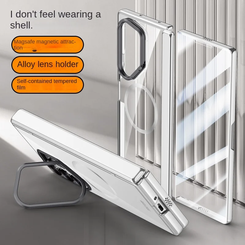 Enhanced Magnetic Anti-Shock Folding Phone Case with Plating and Full Hinge Protection