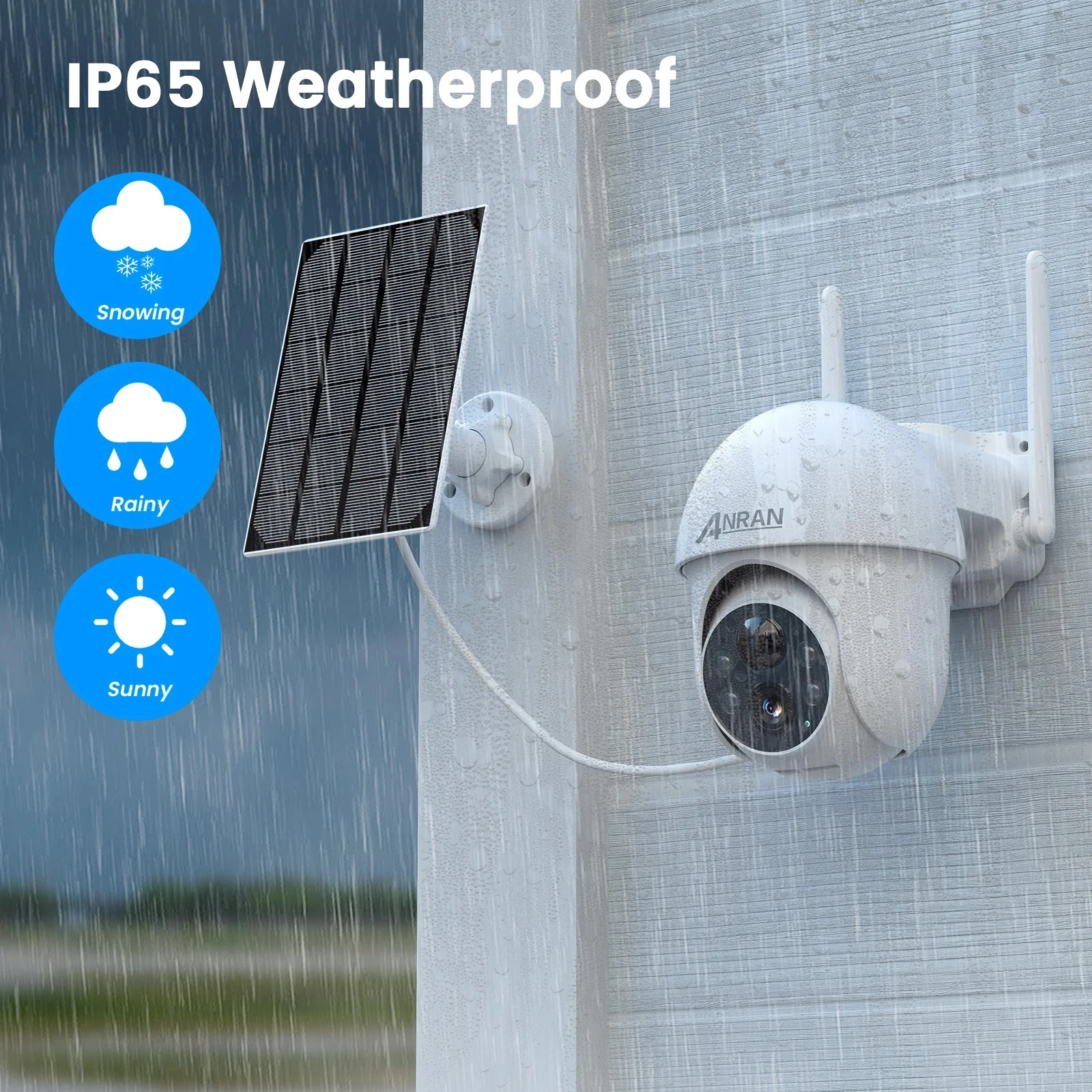 ANRAN 5MP Outdoor Wireless Camera Solar Security Wifi Camera 355&deg; Rotation Color Night Vision Humanoid Detection IP66 Waterproof ip camera wifi camera surveillance camera wifi ip camera solar security camera solar camera