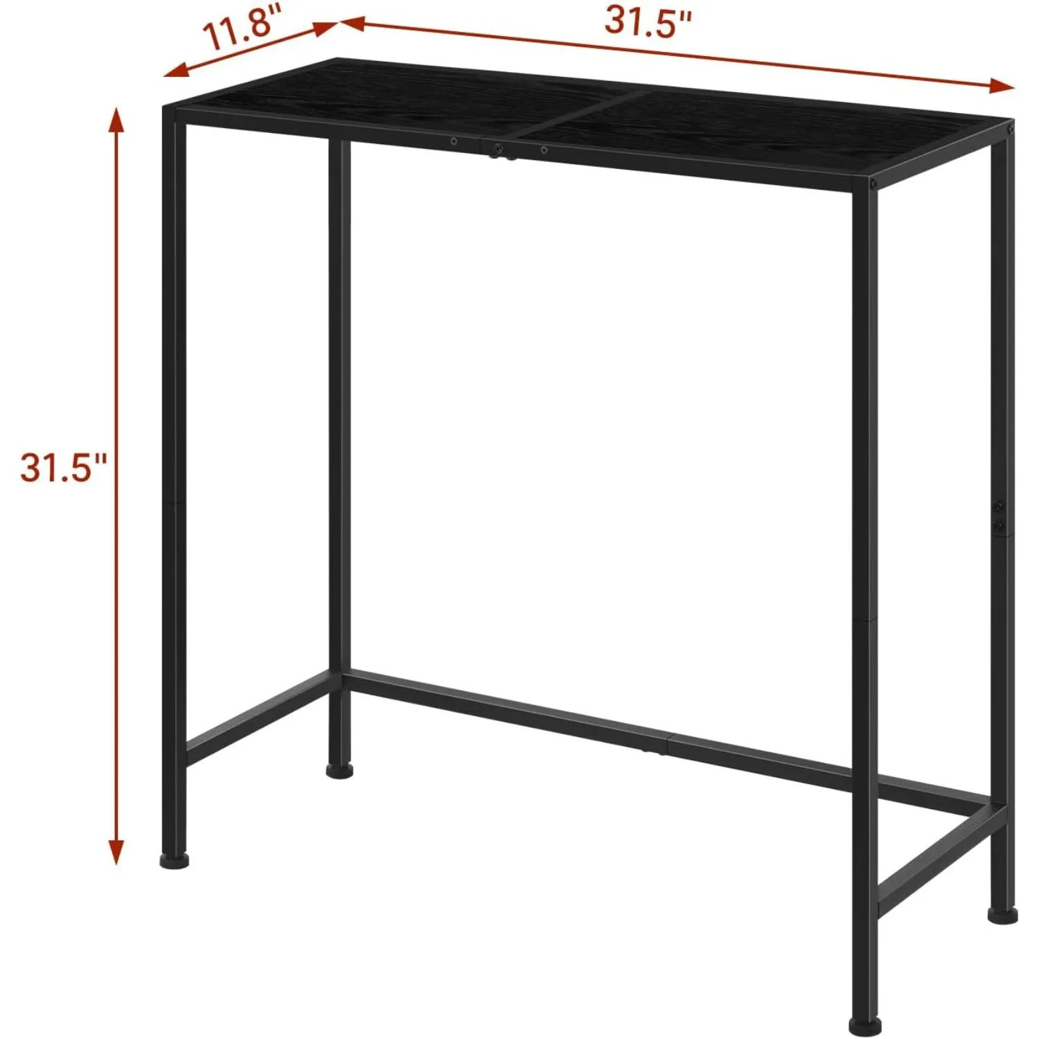 Narrow Wood & Metal Console Table 31.5'', Slim Black Design for Entryway/Living Room/Foyer Use, Space-Saving Sofa Storage 2