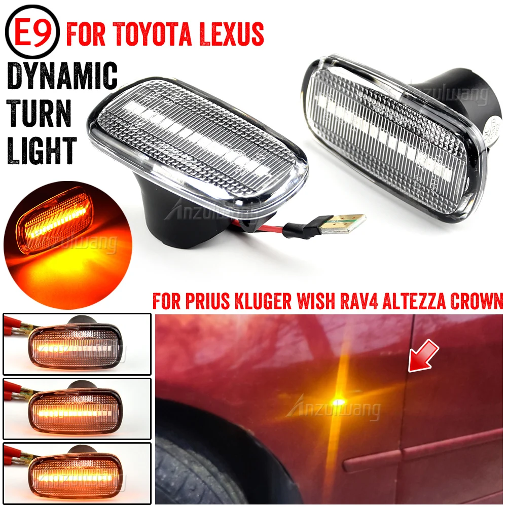 

2X Dynamic LED Side Marker Light Tuan Signal Lamp For Toyota Altezza Wish Land Cruiser 200 Prado 120 WiLL Cypha VS Prius 2 RAV4