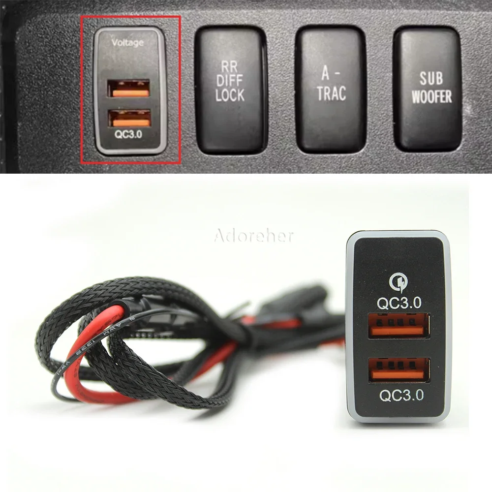 12V Car Dual Usb Ports Qc3.0 Socket Adattatore Per Caricabatterie Rapido Presa Di Interfaccia Usb Per Toyota Fj Cruiser Prado 120 Reiz 03-09