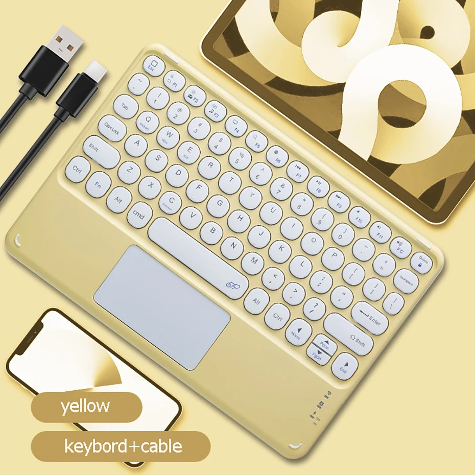 Teclado sem fio recarregável com touchpad, mouse