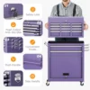 Purple Chest, 5-Drawer Rolling Storage Cabinet with Detachable Top Box, Chest with Universal Lock 6