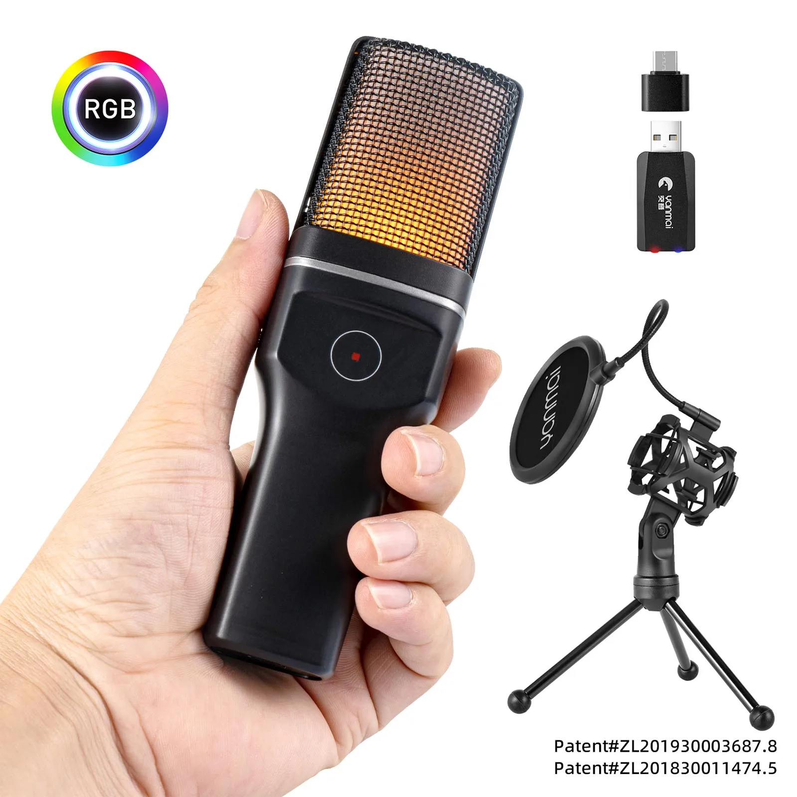 Usb Microphone for Pc Laptop Streaming Video Game Youtube Podcasts Vocals with Stand Pop Filter Double Layered Suspension Tripod