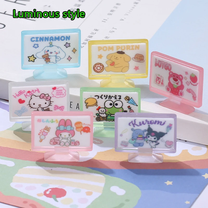 

5 шт., новинка, кавайные аксессуары из искусственной смолы, Kuromi Cinnamoroll, аниме светящийся патч, микро Ландшафтный орнамент, оптовая продажа