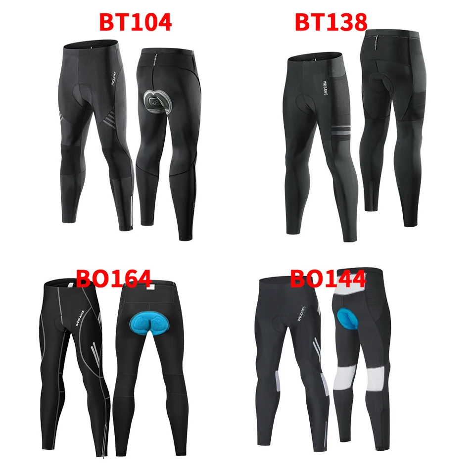 WOSAWE Pantaloni Da Ciclismo Uomo Invernali In Pile Termico Con Imbottitura 4D Gel - Nero, Taglie M-3XL