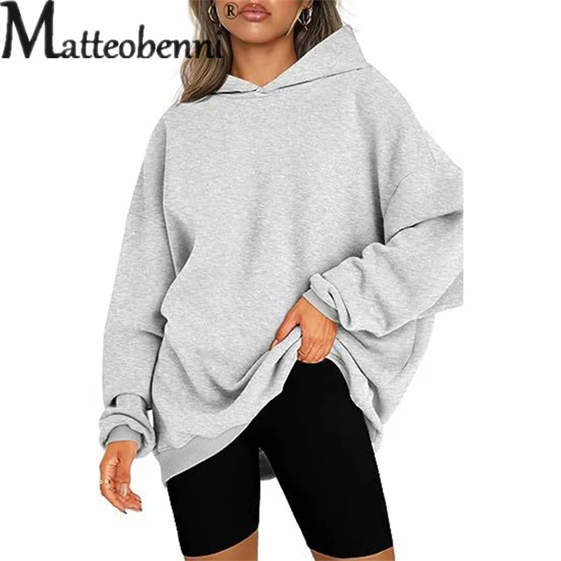 Women's Warm Thickened Hooded Sweatshirt Autumn Winter Casual Loose Solid Color Hoodie Female Korean Version Pullover Outerwear