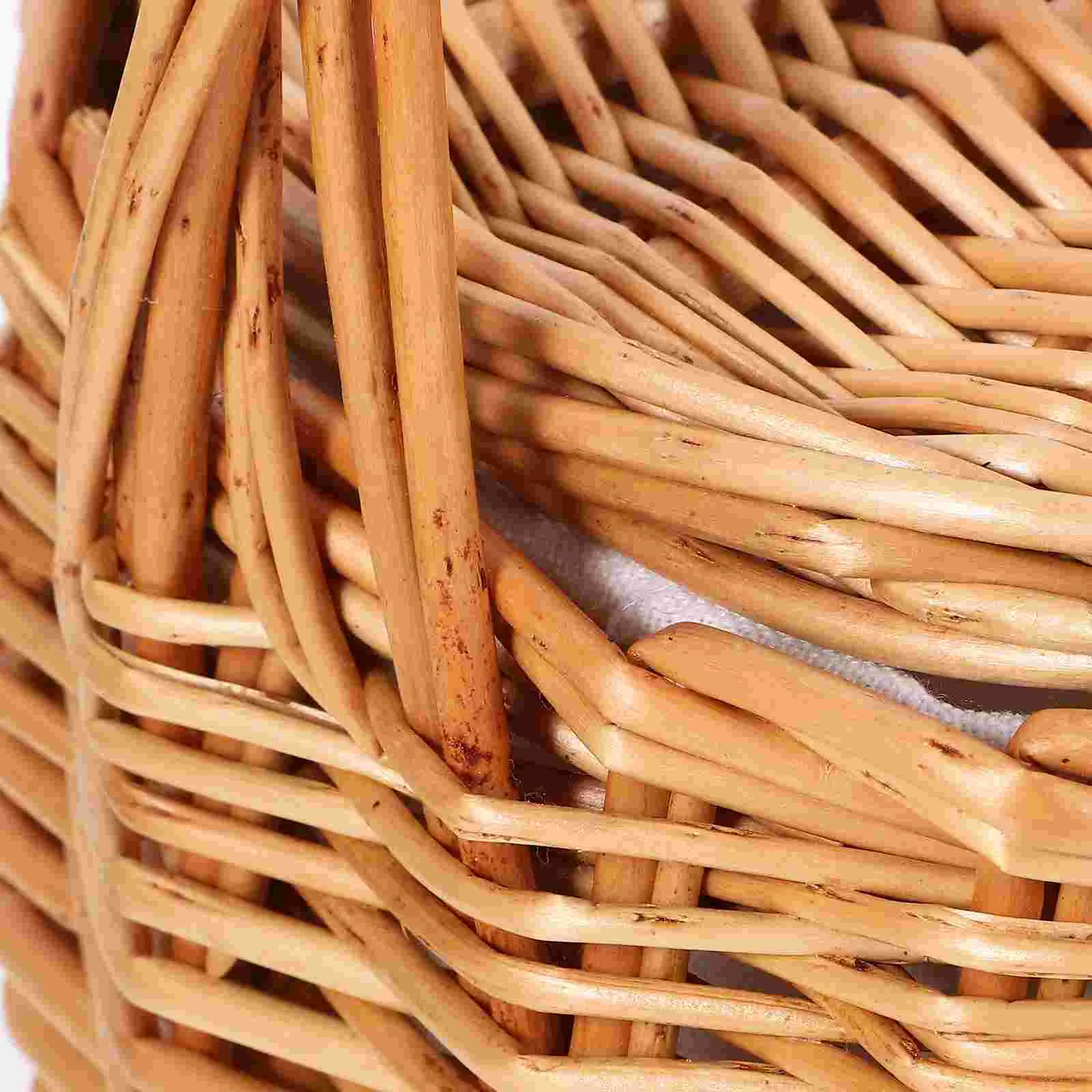 Foldable Picnic Basket Wicker Tray Decor Daily Supplies Multi-function Storage Shopping Bins with Lids 4