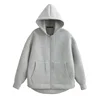TRAF Grey Women's Outerwears Bomber Varsity Jacket Coat 2024 Spring Autumn Ladies Fashion Casual Long Sleeve Black Jackets 5