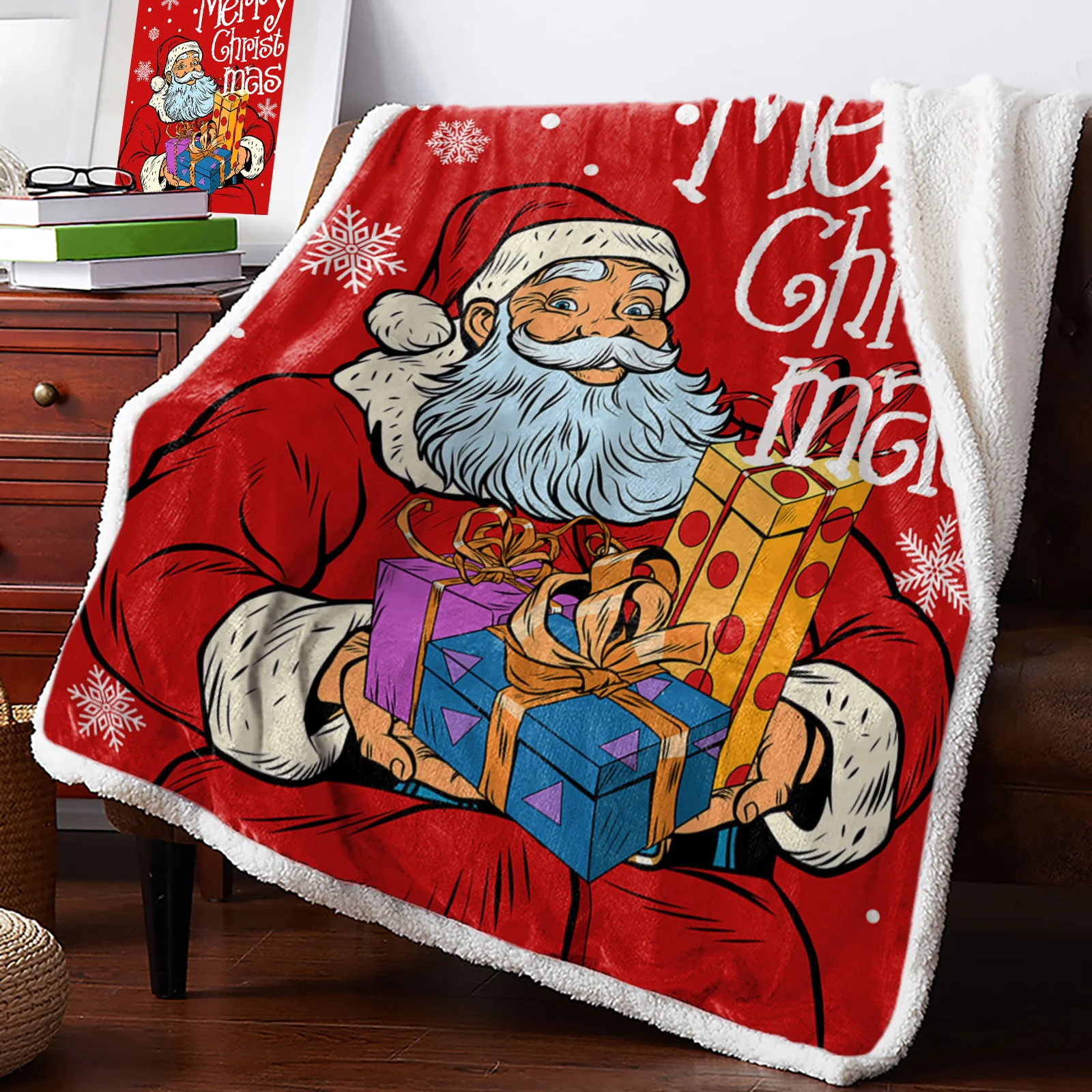 

Merry Christmas Santa Claus Gift Cashmere Blanket Winter Warm Soft Throw Blankets for Beds Sofa Wool Blanket Bedspread