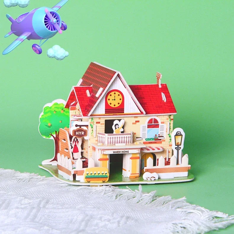 DERAYEE 3D Paper House Puzzles For Kids - 2 Pack Farmhouse Building DIY Craft Toys