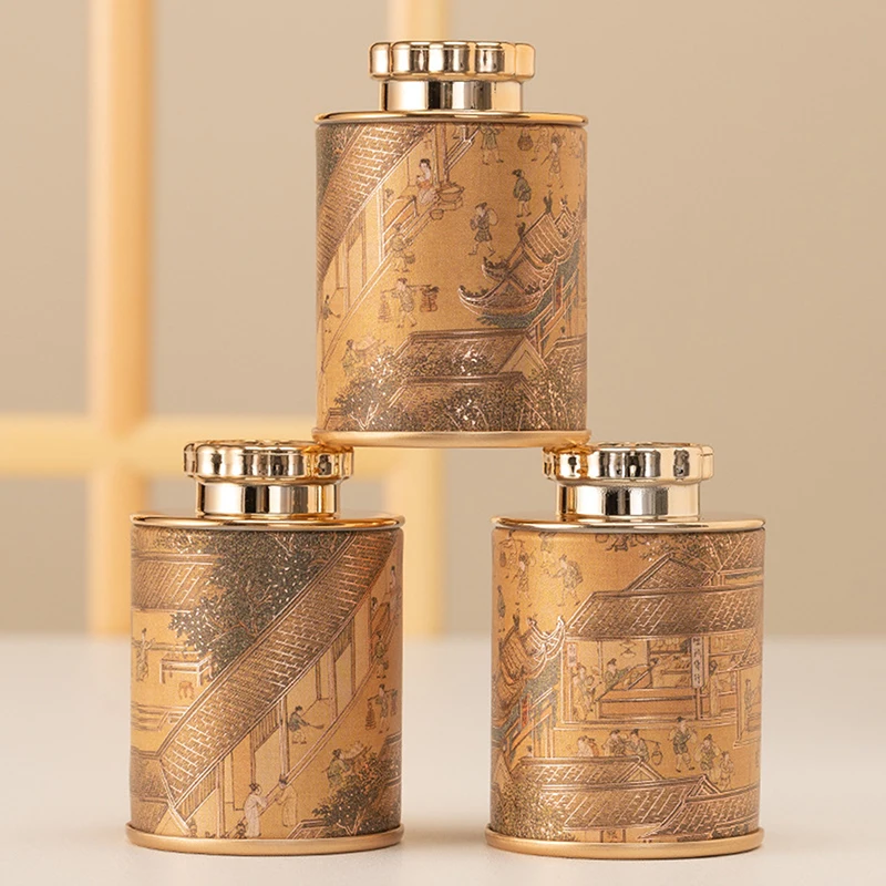 Mini Empty Tea Tin Can Household Green Black Tea Sealed Jar Portable Travel Small Packaging Box Paper Storage Can