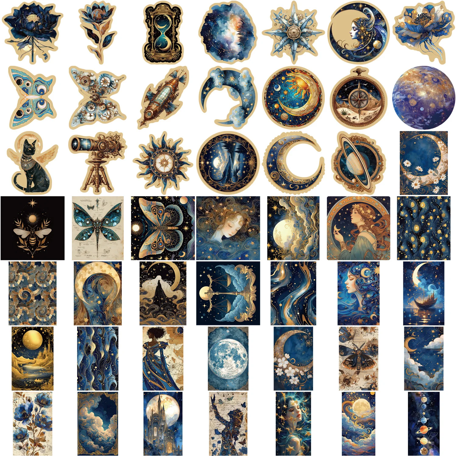 50pcs Retro Astronomy Universe Planets Stickers for Suitcase Phone Notebook Galaxy Moon Astrology Aesthetic Decals Sticker 4