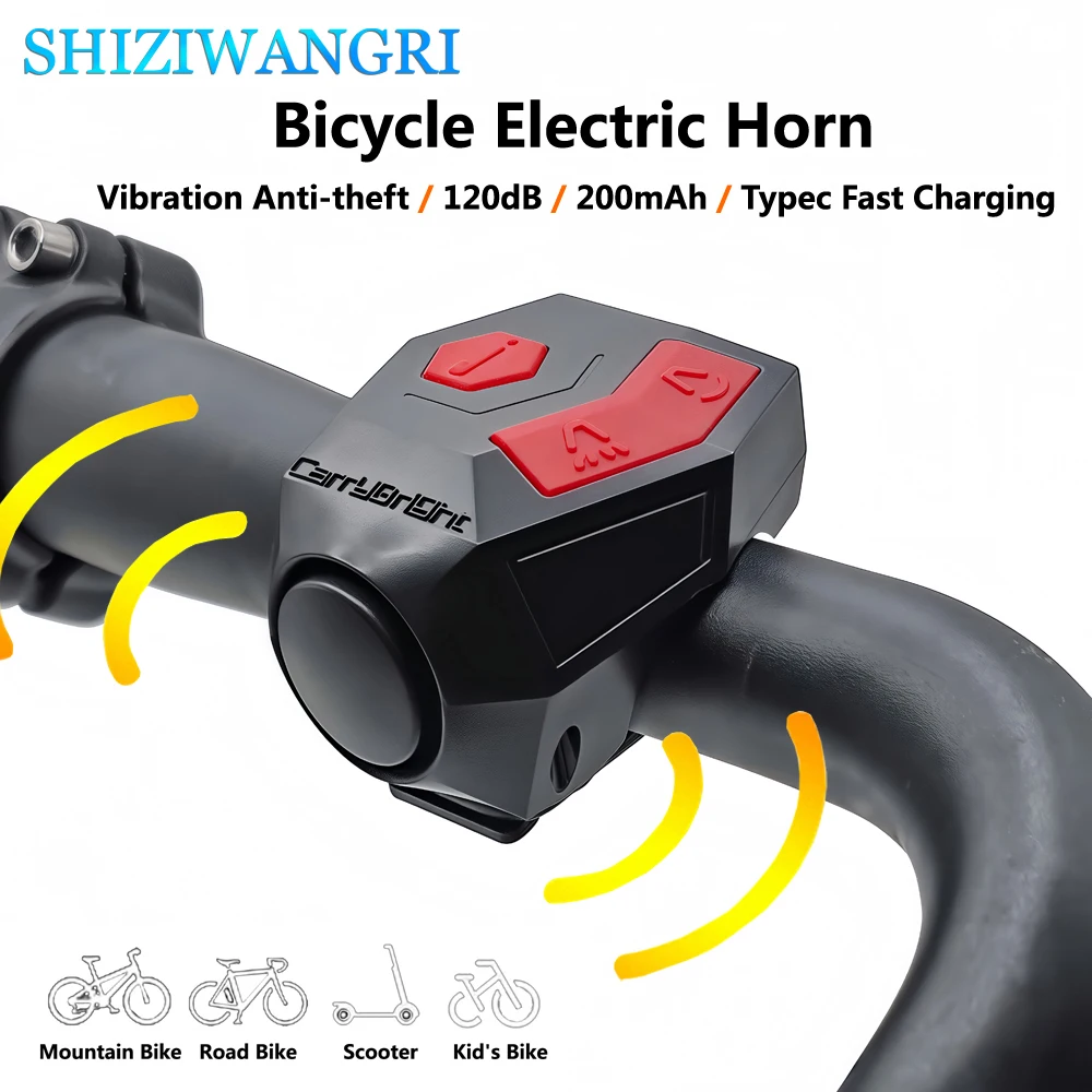 Bicycle Horn 120dB Loud Electric With Warning Sound Battery For Kids Scooters Bikes
