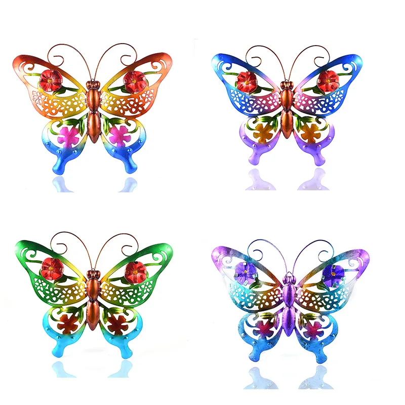 Metal Butterfly Wall Decor Glass Outdoor Wall Art Sculptures Garden