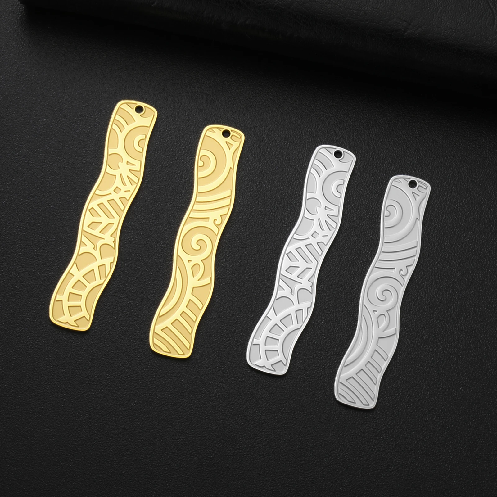 1PC Edelstahl Welle Filigran Lange Bar Anhänger Geometrische Charme für DIY Boho Schmuck Halskette Ohrring Machen – Detail 4
