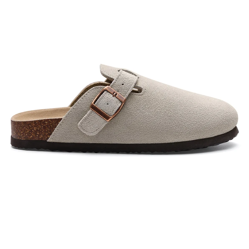 Bebealy Fashion Suede Men Clogs Slippers Soft Cork Beach Slippers Outdoor Women Nonslip Mules With Arch Support Men Slippers 5