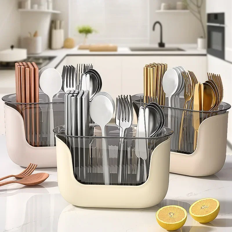 1Pcs Kitchen Chopstick Shelf Drain Storage Basket Multifunction Cutlery Holder Home Flatware Storage Shelf Kitchen Accessorie 4