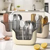 1Pcs Kitchen Chopstick Shelf Drain Storage Basket Multifunction Cutlery Holder Home Flatware Storage Shelf Kitchen Accessorie 4
