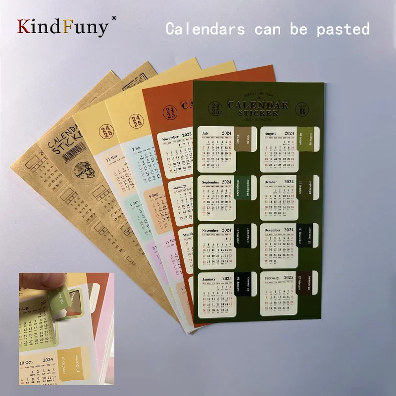 KindFuny 12 Sheets Number Date Label Sticker 2024 Year Planner Colorful Stickers Stationery Agenda Diary Journal Stickers