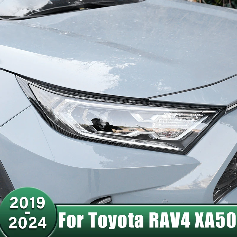 

Car Front Headlight Eyebrow Trim Cover Strips Decoration Frame For Toyota RAV4 XA50 2019 2020 2021 2022 2023 2024 RAV 4 Hybrid