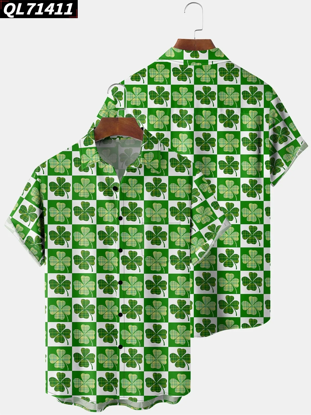 Happy St. Patrick's Day Shirts Summer Hawaiian Shirt Man High Quality Elegant Tops Shamrock Green Beer Irish Festival Clothing
