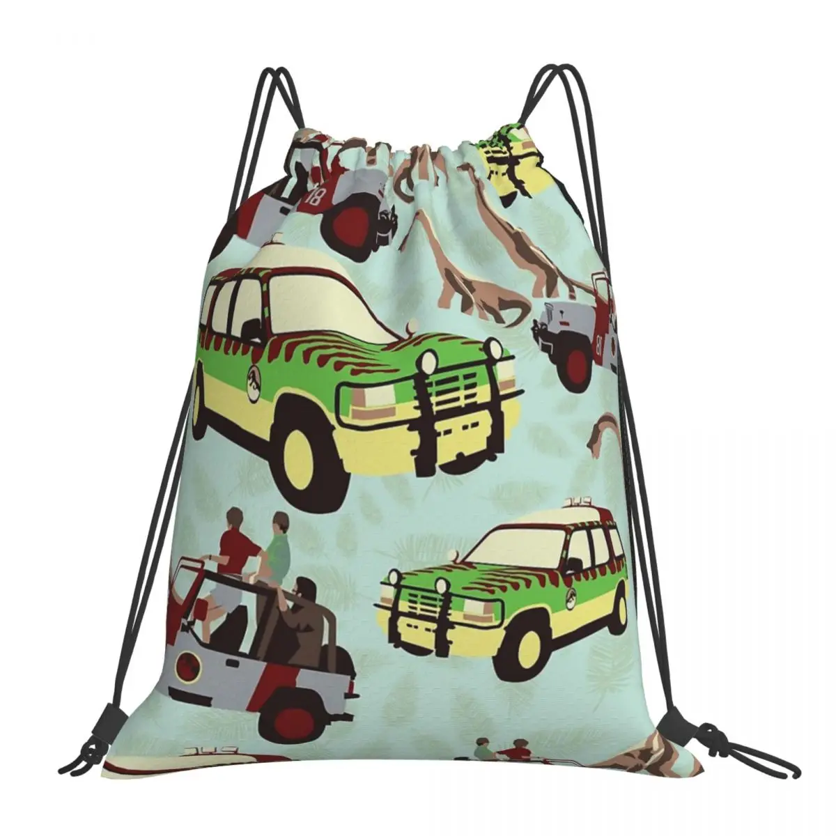 

Jurassic Ride Backpacks Multi-function Portable Drawstring Bags Drawstring Bundle Pocket Shoes Bag BookBag For Man Woman School