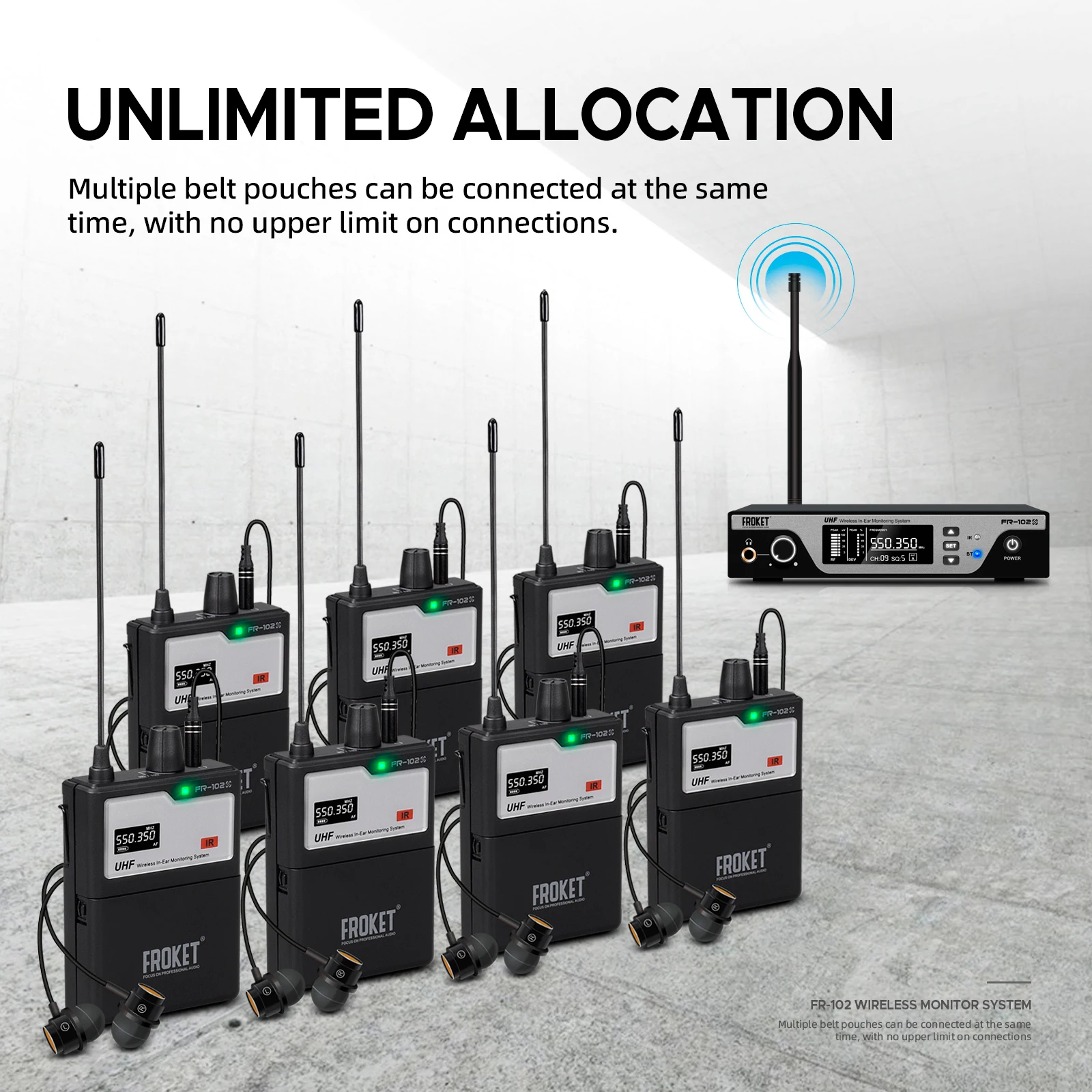 Debra FR-102 UHF In-Ear Wireless Monitoring System Stage Performance With Multiple Transmitter For Recording,Band,Drummer,Church