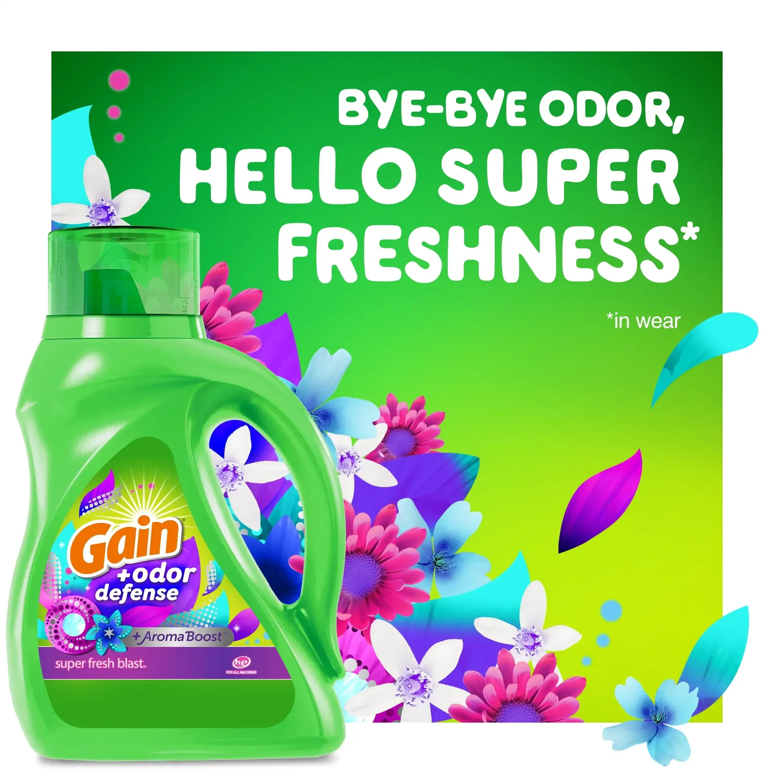Odor Defense Liquid Laundry Detergent Super Fresh Blast Scent Loads Safe To Use on All Fabric Types