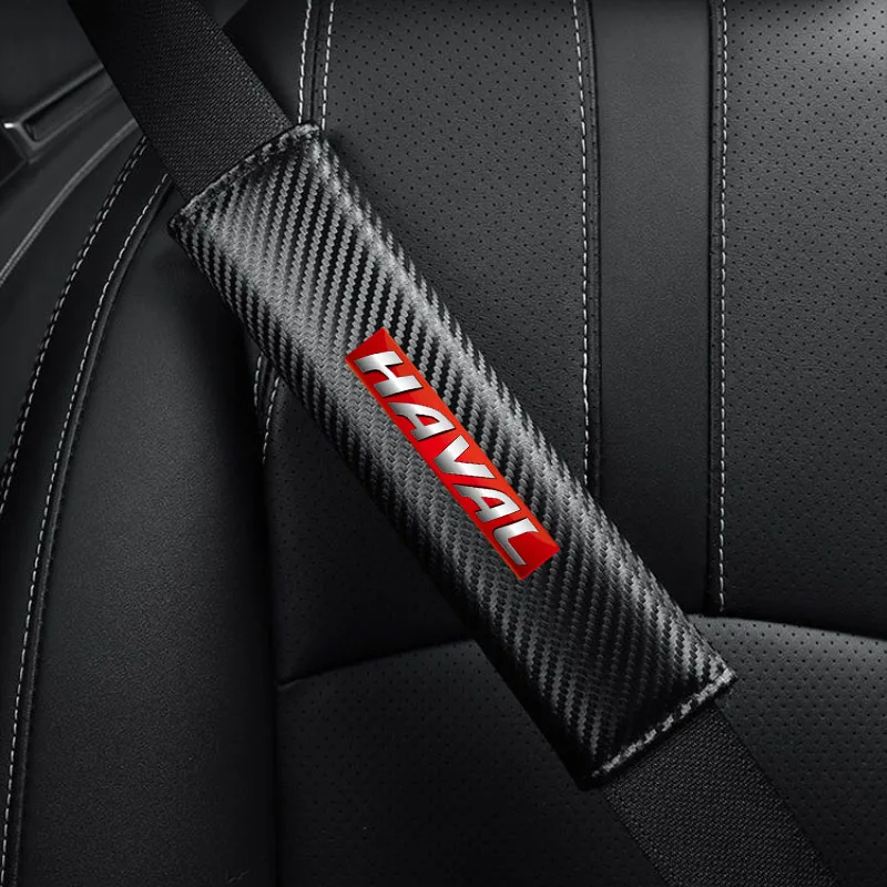 

For HAVAL F7 H6 F7x H2 H3 H5 H7 H8 H9 M4 Decorate Seat Belt Carbon Fiber Leather Safety Belt Shoulder Cover Car Interior