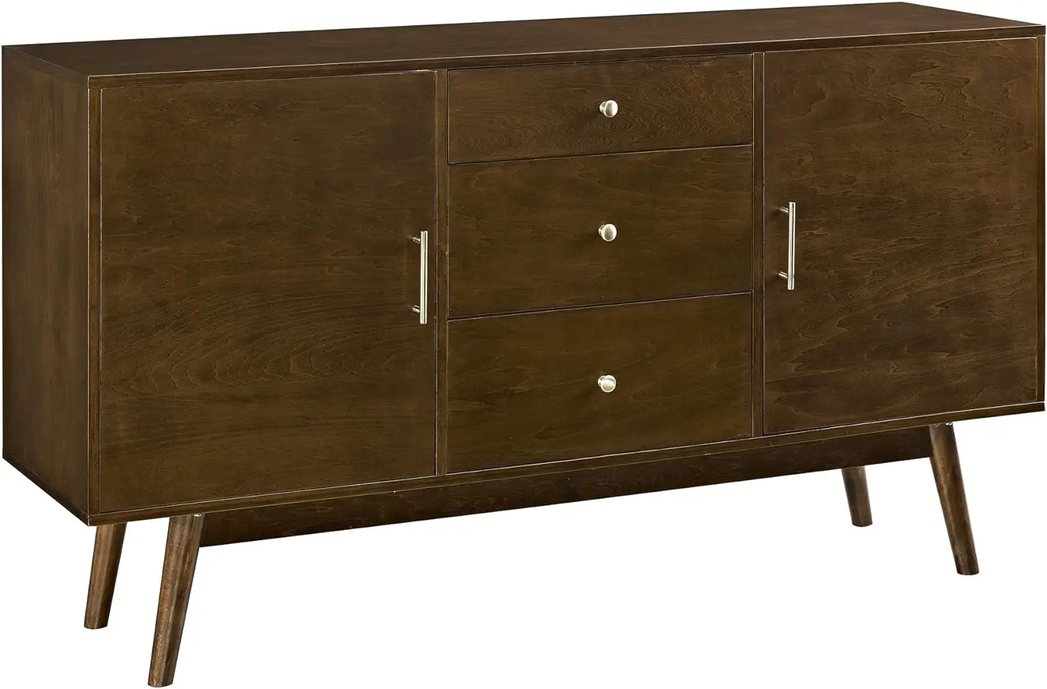 

Walker Edison Mid Century Modern-TV Stand Console with 3 Drawers and Closed Cabinet Storage, 60", Walnut