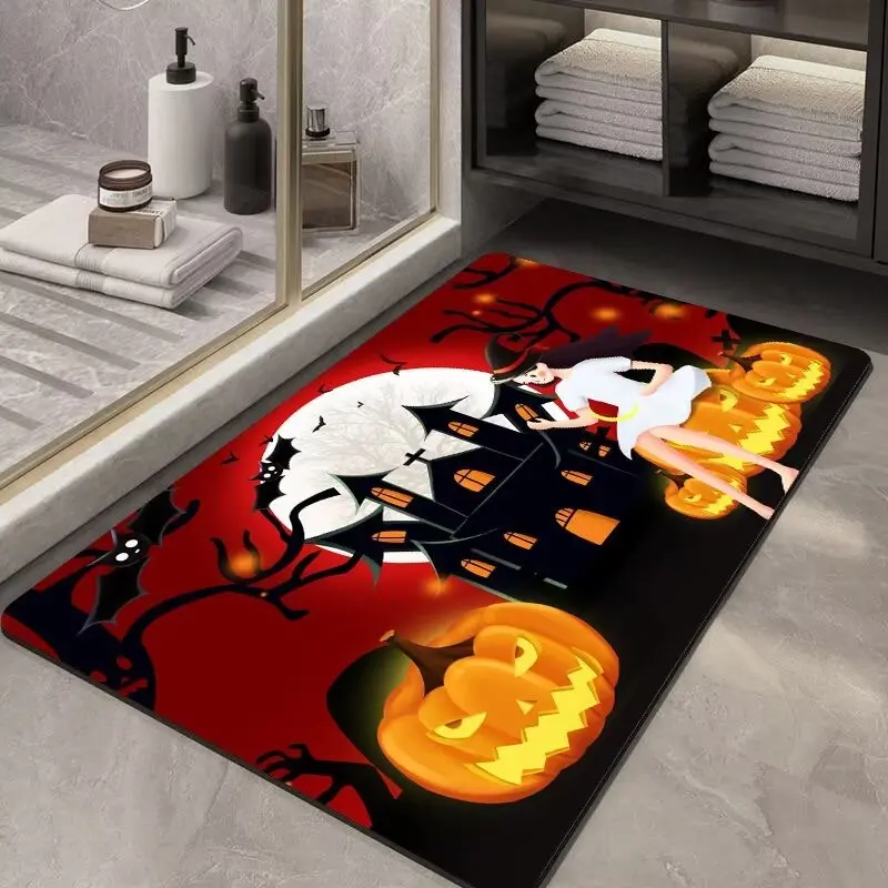 VIKAMA Halloween Mat Entrance Door Bathroom Crystal Velvet Carpet floor mat decorative carpet plush carpet imitated cashmere carpet silk wool rug plush rug shaggy rug pad crystal pile rug coral velvet rug non slip carpet kids carpet