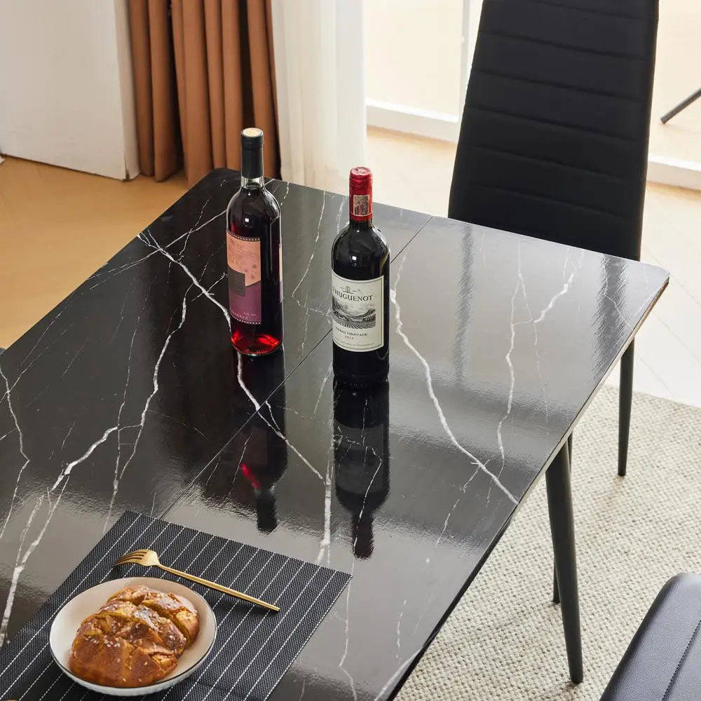 Nordic Rectangular Dining Table PVC Marble Surface Coffee Table Modern Simple Study Desk Multifunction Office Conference Tables 4