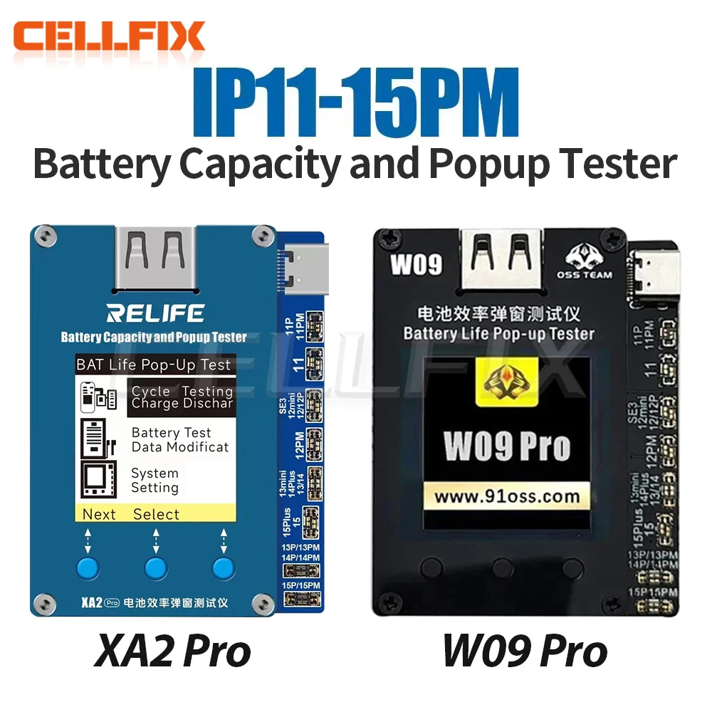 OSS-W09 Pro V3 RELIFE XA2 Pro Tester wydajności baterii obsługuje funkcję Pop-up baterii wszystkich modeli serii 11-15