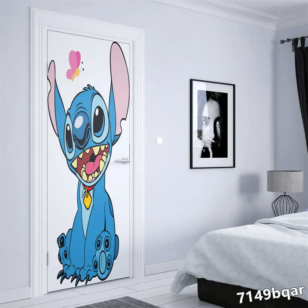 Disney Lilo & Stitch Wall Stickers Graffiti Aesthetic Door Sticker Home Decoration Nursery Kids Room