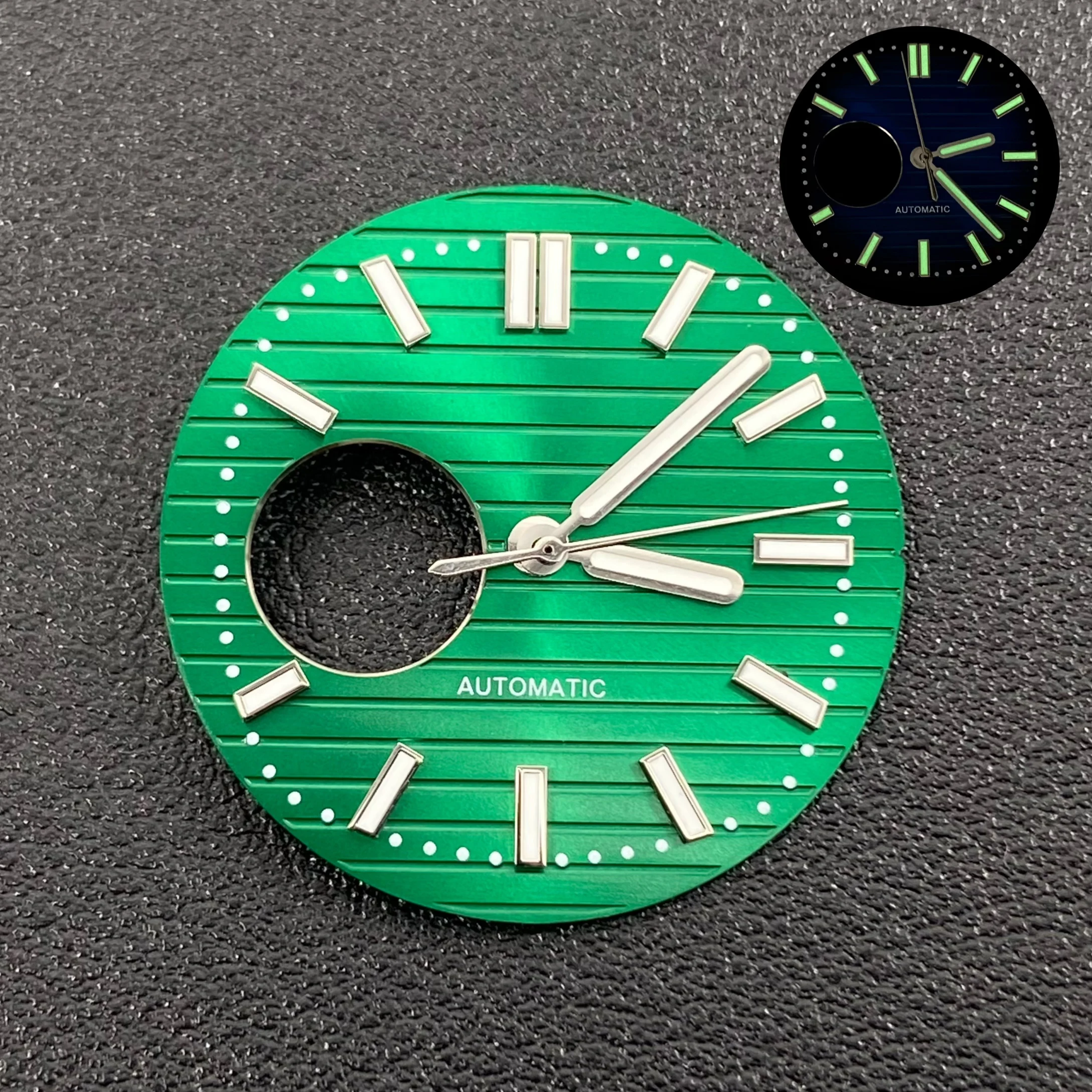Green Luminous Nautilus Watch Dial with Hands for NH38 Movement Modification Repair Accessories