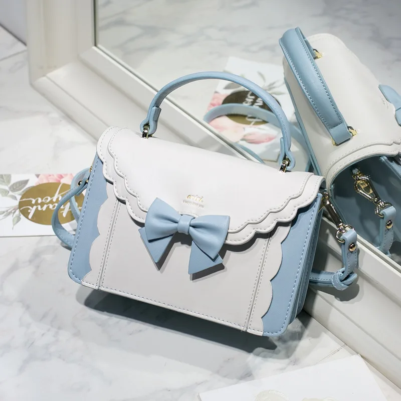 Sweet Bow Lolita Crossbody Bag Teenage Girls Elegant PU Jk Bag Sweet Bow Lolita Crossbody Bag Teenage Girls Elegant PU Jk Bag