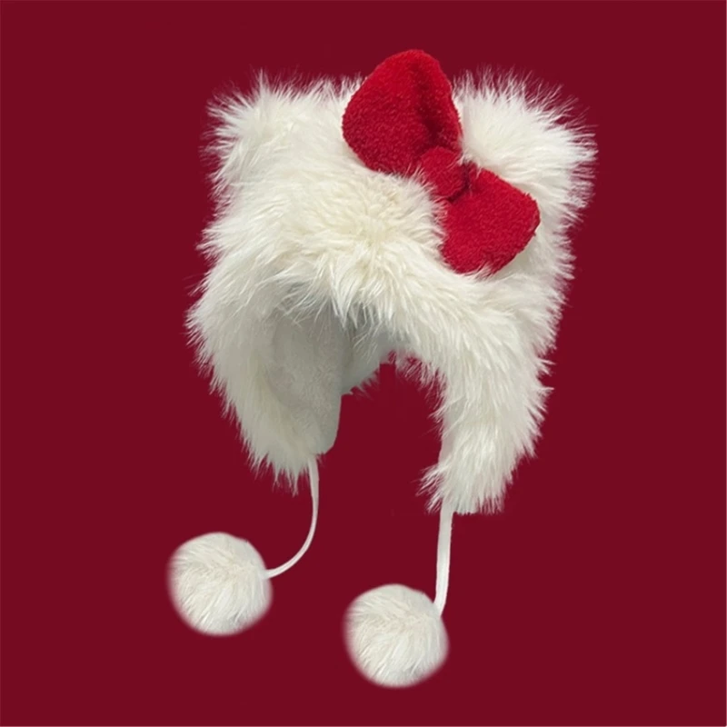 

Plush Ear Flap Hat for Teens Girl Cat Ear Hat Cold Weather Pullover Hat Outdoor Skiing Ear Protective Hat Accessories