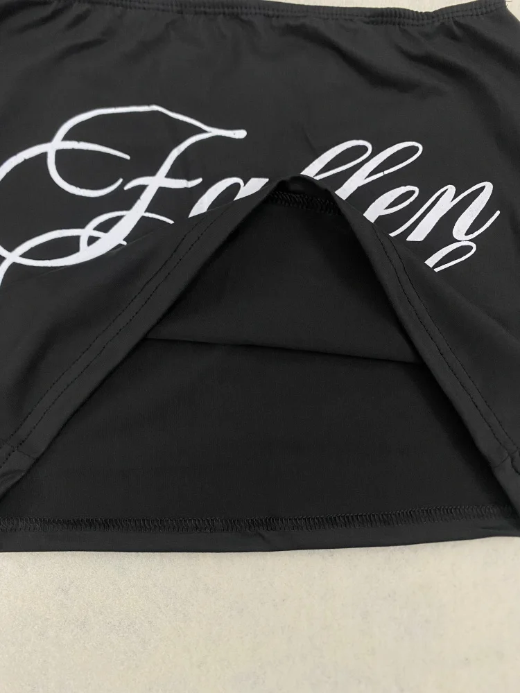 Y2K Black Bodycon Mini Skirt Women Reversible Design With Angel Wings And Letter Print For Streetwear 5