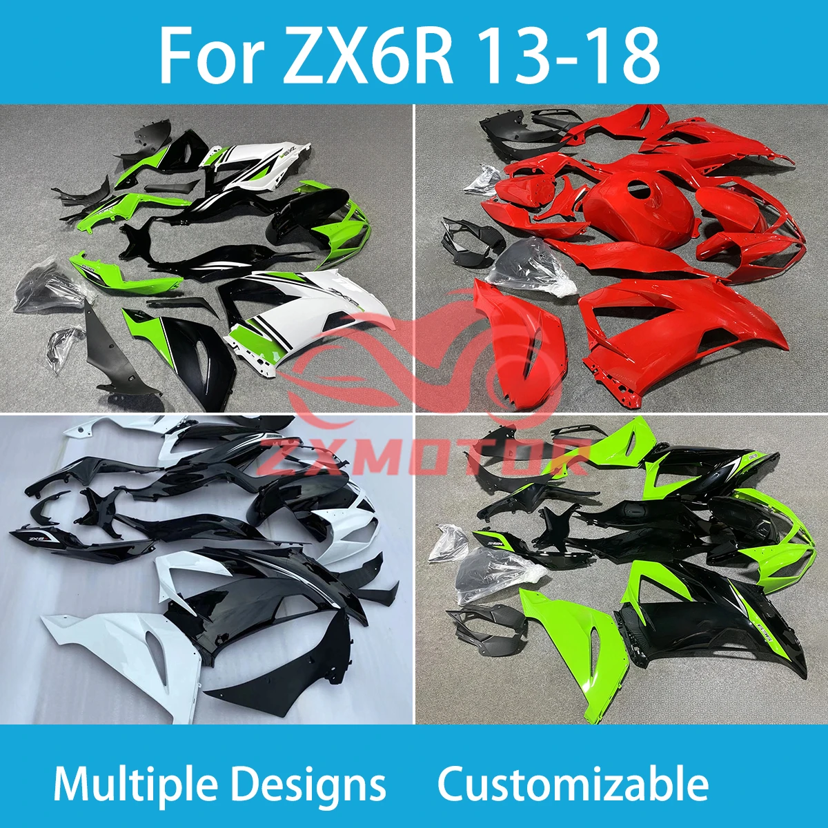 

ZX 6R 13 14 15 16 17 18 комплект обтекателей из АБС-пластика для KAWASAKI ZX6R 636 2013 2014-2108 настраиваемые Обтекатели для мотоциклов