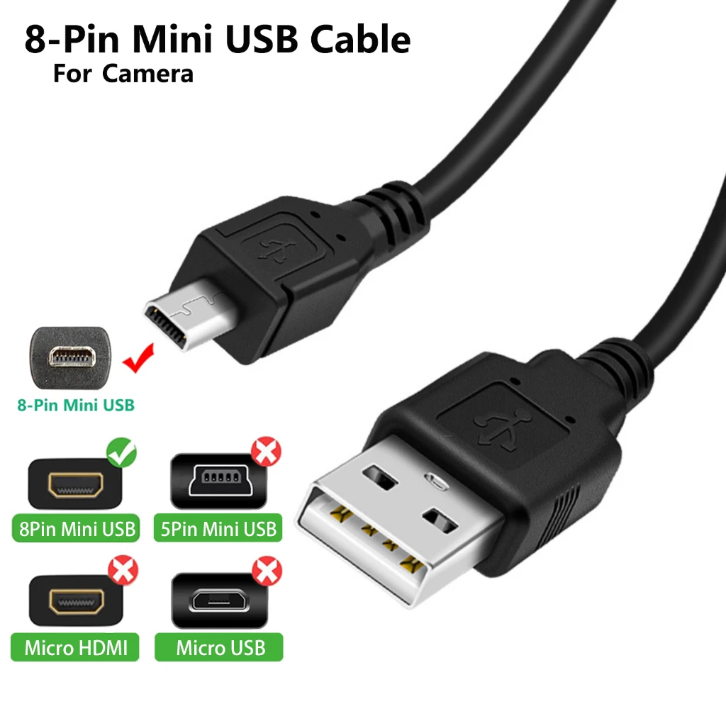 USB-8 핀 미니 USB 수 카메라 충전 데이터 케이블, 사이버샷 DSC-W800/ DSC-W810 카메라 니콘 올림푸스 펜탁스