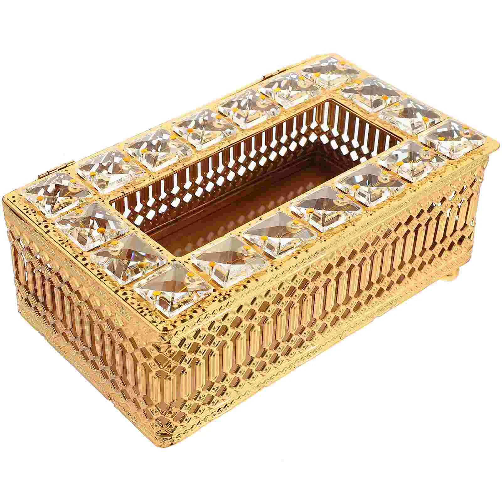 

Crystal Paper Box Gold Decor Tissue Holder Household Napkin Boxes Desktop Dispenser Facial Towel Storage