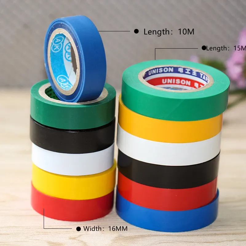 Color Electrical Tape Insulating Tape PVC Insulated Wire Tapes Heat Resistant Harness Flannel Fabric Tapes 10/5/3/1PCS