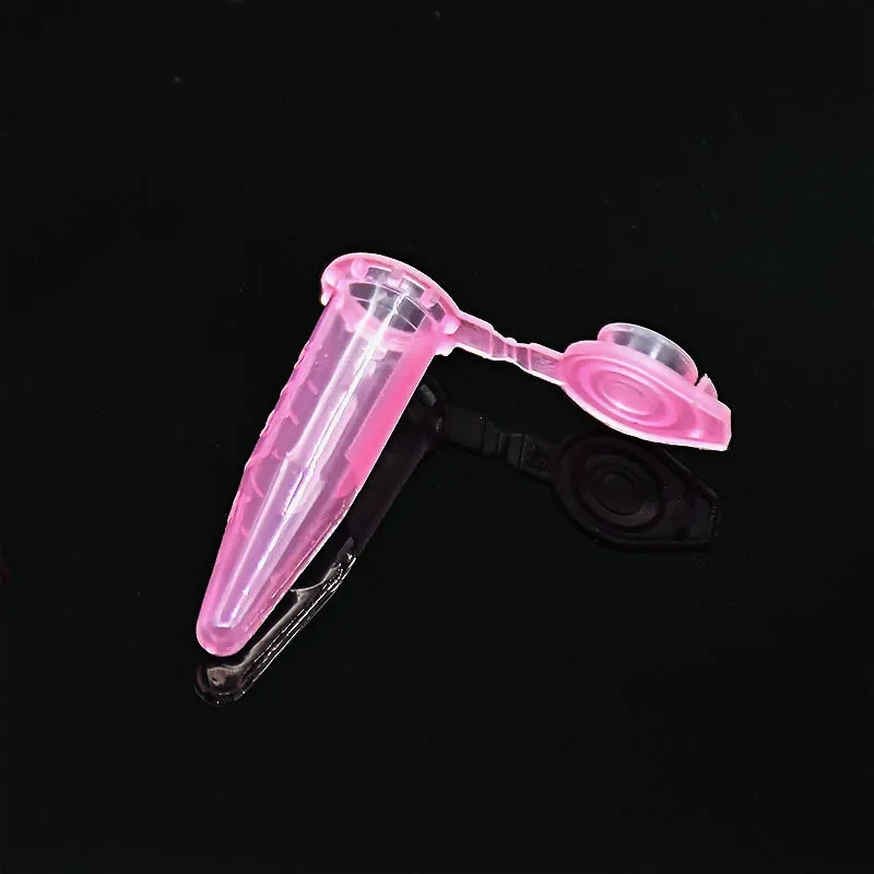 Microtubes Centrifuge Tube 1.5ml Laboratory Centrifugal PCR Tube Bottom Tip Pink Color with Scale Locked Cover Pack of 500/PK